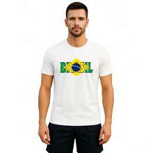 Blusa Camiseta Torcedor Brasil no Peito Seleção Brasileira Copa 2026 100% Algodão Premium P ao G3 plus size - Branco - Visão 1