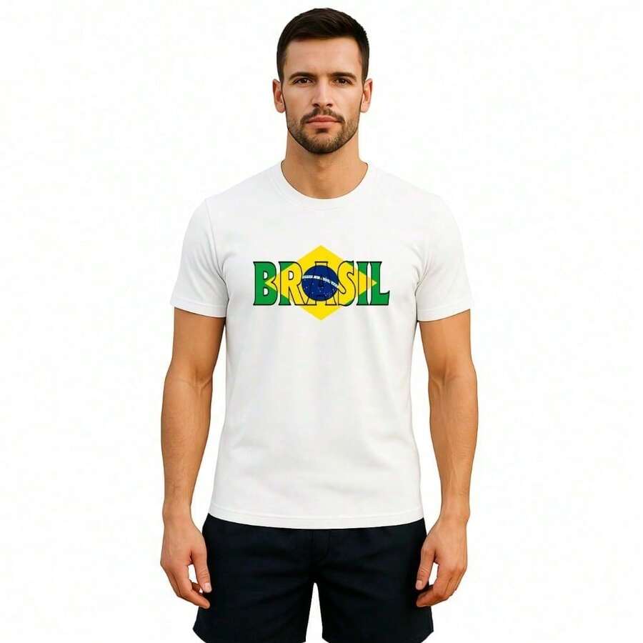 Blusa Camiseta Torcedor Brasil no Peito Seleção Brasileira Copa 2026 100% Algodão Premium P ao G3 plus size - Branco - Visão 1