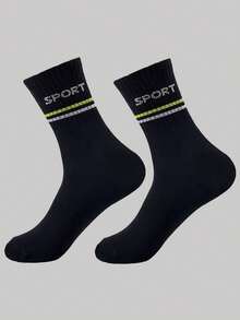 2/5/10/20 Pairs Men's Multicolor Striped Socks, Sport Letter Socks, Casual Leisure Sports Socks For Fitness, Running, Tennis, Basketball - Multicolor - View 8