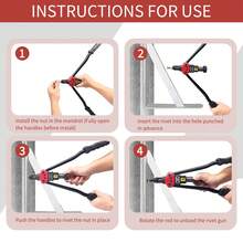 16 Inch Rivet Nut Tool, Professional Rivet Nut Tool Kit With 11 Metric & Inch Mandrels M3 M4 M5 M6 M8 M10 M12, 10-24, 1/4-20, 5/16-18, 3/8-16, 110pcs Rivnuts And Case - WE-889 - Black - View 6