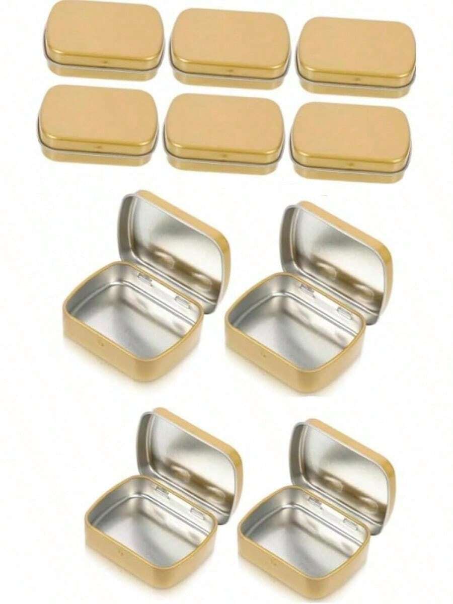 EstiloDACUAN Cajas De Metal De Hojalata Soportes De Almacenamiento De Lata De Almacenamiento De Metal Latas PequeñAs Con Tapas 10Uds(Dorado)VersióN Mejorada - 1 - Ver 1