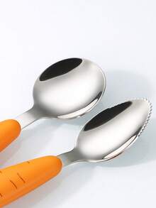 胡萝卜造型塑料柄不锈钢餐具套装。创意卡通胡萝卜餐具。厨房餐饮用品，家居必备。 - 彩色 - 查看 6