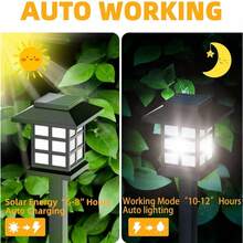 24/18/12/8/6/4/2-Piece Outdoor Solar Light White/Warm LED Landscape Courtyard Light, Cute Small House Design, 4-6 Hour Long-Lasting Outdoor Path Light IP43 Waterproof, Suitable For Sidewalks, Lanes, Courtyards And Lawns, Easily Adapting To Various Outdoor Weather Conditions. Solar Lights Outdoor Waterproof/Night Light/Lantern Light - 黑色 - 查看 6