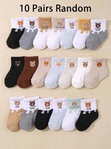 20 Pairs Fruit Color Bear Jacquard Elastic Short Socks, Suitable For Autumn/Winter - Parent-Child Interactive Language Print Socks, Suitable For Infants And Toddlers. New Autumn Product, Skin-Friendly Soft And Comfortable, Versatile Use, Ideal Choice For Students, Suitable For Daily Wear In Autumn/Winter, Holiday Gifts, Travel, Back To School, Family Gatherings, Thanksgiving, And More.