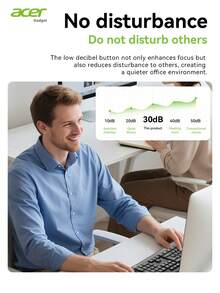 ACER Official Genuine OCC313 Slim & Simple Wireless Keyboard & Mouse Set, Slim Keyboard + Ergonomic Low-Noise Silent Mouse, Sensitive Tracking & Long-Lasting Battery, 2.4G Receiver Plug & Play, Suitable For Office, Business, Student, Home Use