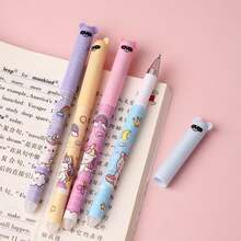 4支/套 - 可擦凝胶笔，0.35毫米细头可擦凝胶笔，趣味印花教育笔，返校必备，返校礼物，日常使用，可爱可擦凝胶笔 - 獨角獸小熊可擦筆 - 查看 4