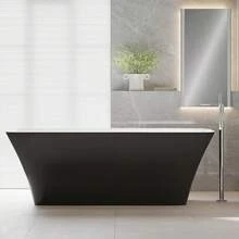 Freestanding Bathtub 67 Inch Black And White Acrylic Tub, Deep Soaking Modern Bathtub For Bathroom Remodel And Spa Relaxation - Black - View 5