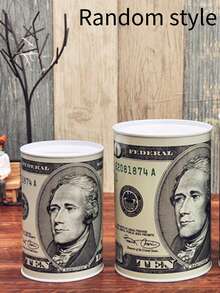 1个10厘米-22厘米美元/欧元硬币储蓄罐，大容量密封金属小猪存钱罐，单向硬币储蓄盒，里拉、里亚尔、托曼、英镑硬币储蓄罐（不可取出，可打开盖子，建议购买大号）