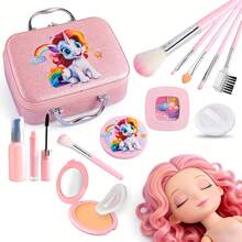 22PCS Children's Fake Cosmetic Sets, Girl's Fake Grooming Toys, Realistic Pretend-Play Princess Makeup Handbag, Eyeshadow And Lipstick Birthday Gift Box(The Color Of The Accessories Andthe Style Of The Stickers Are Random.) - Multicolor - View 6