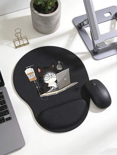 Alfombrilla de ratón con reposamuñecas ergonómico, diseño de patrón de gato lindo, reposamuñecas ergonómico de espuma de memoria EVA, base antideslizante, reposamuñecas cómodo y suave, material amigable con la piel, alfombrilla protectora de escritorio, adecuada para juegos, oficina, computadora, portátil, uso doméstico, recuerdo de graduación, regalo perfecto para el Día de San Valentín, el Día de la Madre, el regreso a la escuela, la primavera