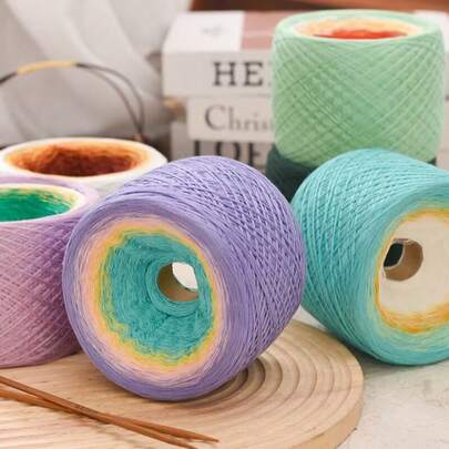 丝滑渐变色魔法渐变纱线蛋糕，春夏钩针连衣裙披肩围巾婴儿纱线蕾丝纱线细线彩虹钩针纱线情人节礼物300克