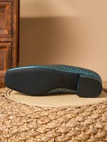 女士3厘米高跟布面时尚百搭平底鞋，绿色 - 綠色 - 查看 7