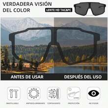 Deportivas Polarizadas para Hombre y Mujer, Gafas Deportivas con Espejo para Ciclismo, Protección Uv400, con Polaina para El Cuello, Conducir, Pesca, Ciclismo, Senderismo (negro) - / - Ver 6