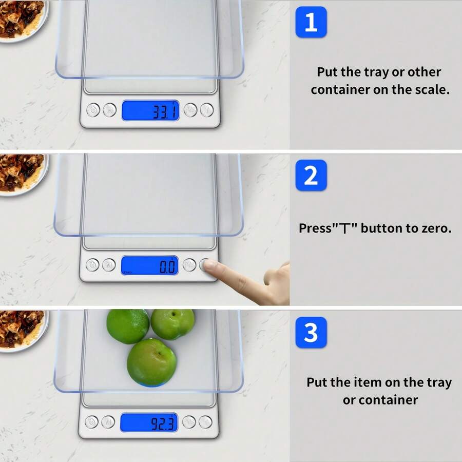 High Precision Digital Kitchen Scale - Grams And Ounces, Essential For Cooking, Baking, And Meal Preparation, Suitable For Apartments And Dormitories, Back-To-School Essential (Battery Included) - M(3000克/0.1克) - 查看 1
