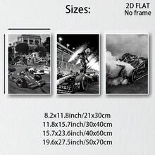 3 件套黑白 F1 赛车主题装饰画，现代简约海报，适用于卧室、客厅、书房、走廊、餐厅，理想的礼物，墙壁艺术装饰，高品质艺术印刷，无框 - 彩色 - 查看 6