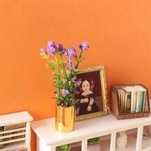 1:12比例12件套迷你盆栽植物，适用于娃娃屋、立体模型、模型车，逼真仿真花卉装饰