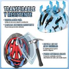 Juego de Casco de Bicicleta para Niños, Rodilleras, Coderas, Muñequeras, Protecciones de Patinar para Niños, Apto para Monopatín, Patinete, Ciclismo, Patinaje, Casco Tamaño Ajustable 48-56CM,37564925 - Azul y blanco - Ver 5