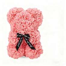 Romantic Rose Bear Gift, Unique Design, Handmade With Realistic Textured Roses, Creates A Romantic Atmosphere, Ideal Gift For Valentine's Day, Anniversary, Wedding, Perfect For Home Decor, Room Decor, And Special Occasions, Best Gift For Loved Ones, Partners, Friends And Family - Multicolor - View 4