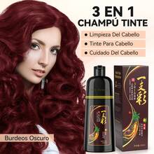 Tinte de cabello en champú color vino tinto oscuro, para cabellos grises, champú de coloración semi-permanente unisex, con ingredientes herbales, cobertura al 100% de canas, dura hasta 30 días, 500ml, fórmula herbaria natural - borgoña profundo - Ver 7