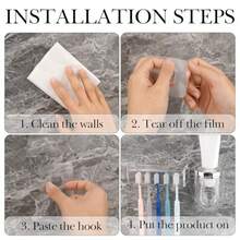 5 Slots Wall Mount Toothbrush Holder With Cover Self Adhesive Toothbrush Storage Organizer For Shower Toothbrush Hanger With Automatic Toothpaste Squeezer Dispenser - 清晰組合 - 查看 4