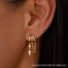 Cross-Border Hot-Selling Fashion Versatile Irregular Claw-Shaped Stud Earrings Chain Earrings Niche Design Sense Elegant Tassel Earrings - Vàng - e1459 cặp - Xem 8