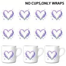 8pcs/Set UV DTF Heat Transfer Stickers, Valentine's Day Purple Heart Wreath Series Design, Cartoon Pattern, Waterproof Scratch-Resistant 3D Vinyl Film Stickers, Suitable For Glass Cups, Mugs, Refrigerators - High Quality Stickers, DIY Art Crystal Stickers