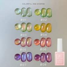 10毫升/瓶 秋季美甲，法式美甲，2025冬季新款畅销磁性猫眼凝胶指甲油，金色美甲，美白潮流，生意兴隆，琥珀玻璃珠猫眼凝胶指甲油，棕色指甲，黑色指甲，适用于脚趾甲和手指甲，万圣节美甲，可爱美甲，圣诞节美甲，红色指甲 - 彩色 - 查看 21