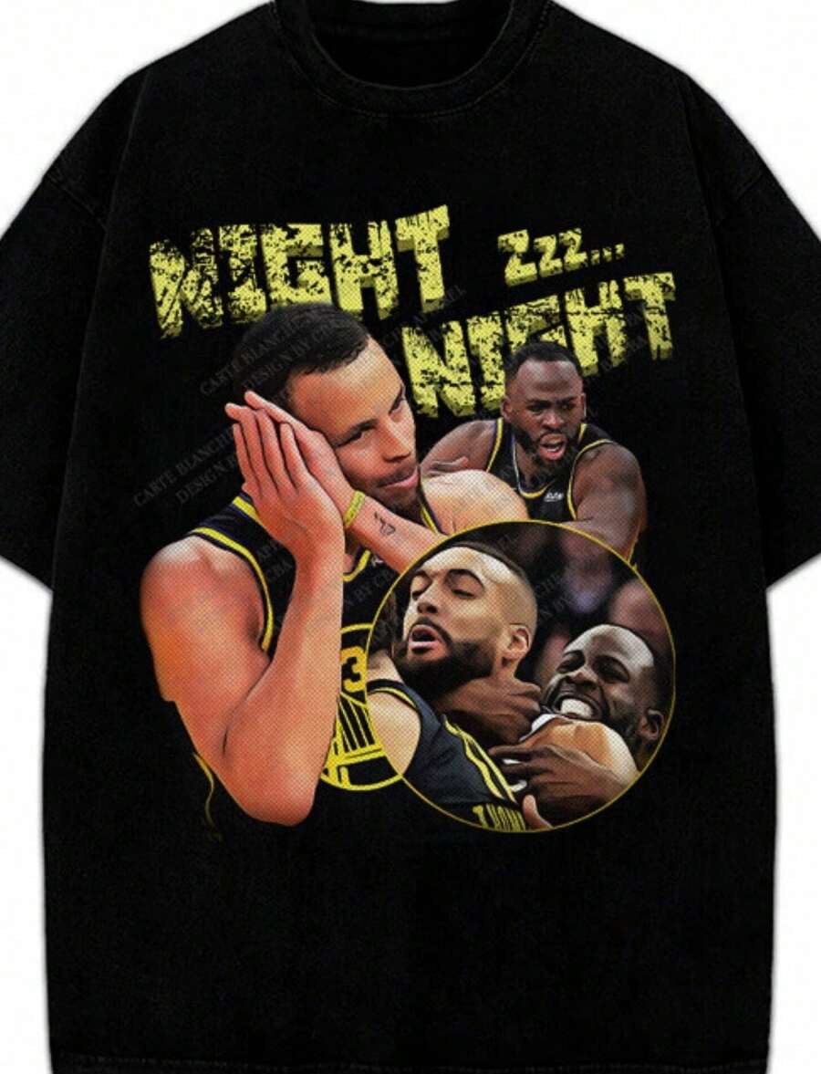 Draymond Green Rudy Gobert Night Night Custom Design Graphic Tee - 黑色 - 查看 1