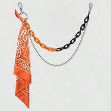 2pcs Hip Hop Accessories Set: Acrylic Multi-Layer Chain + Scarf, Casual Streetwear Hip Hop Style