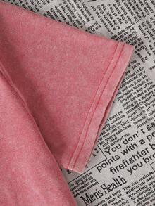 Camiseta de punto de cuello redondo con mangas cortas regulares y estampado gráfico de perro con estilo, de longitud regular con un ligero estiramiento para uso casual, camisetas gráficas para mujeres, atuendos de verano para mujeres de talla grande - Rojo - Ver 5