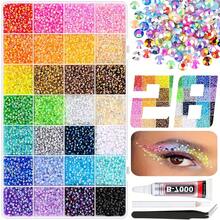 28pcs 3mm Non-Hot Fix Flat Back Resin Rhinestones - 28 Mixed Shiny Gem Colors, With Tweezers And Applicator Tool, For DIY Crafts, Clothing, Shoes, Nail Art, Fabrics And Cup Decorations - 28-grid Jelly Drill - View 2