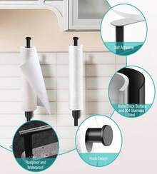 MGahyi Paper Towel Holder Wall Mount, Self Adhesive Or Drilling Under Cabinet Kitchen, 132 Inch Stainless Steel Paper Towel Roll Rack, Towel Roll Hanger For Bathroom(Silver, Rectangle) - ColorA - View 3