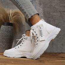 Autumn/Winter Fashionable Comfortable Versatile Women's Lace-Up Short Boots, Comfortable Platform Thick Sole Women's Snow Boots, Plus Size Outdoor Sports Warm Women Boots
