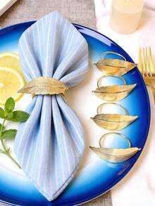 2-24 件现代简约金箔餐巾环，适合酒店和餐厅餐桌布置 - 金色 - 查看 5