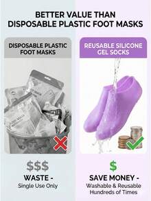 1pair Reusable Silicone Gel Moisturizing Socks, Anti-Crack Heel Repair Protectors For Dry Hard Skin, Overnight Foot Care Spa Mask VSTF - Nhiều màu - Xem 6