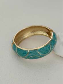 1pc Alloy Bohemian Minimalist Enamel-Look Colorful Bangle Bracelet, Suitable For Women's Daily Commute, Gathering With Friends, Romantic Festivals, Street Photography, Fashion Shows (The Texture And Color Of The Bracelet May Differ From The Actual Product) - Multicolor - View 12