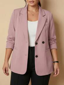 Whisplicity 大码女式单扣休闲长袖西装外套，春秋季