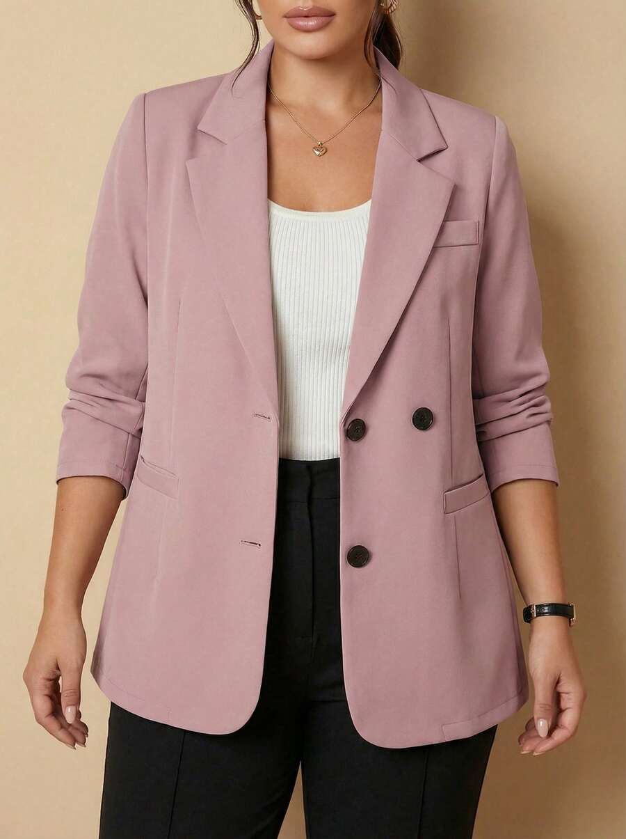 Whisplicity 大码女式单扣休闲长袖西装外套，春秋季