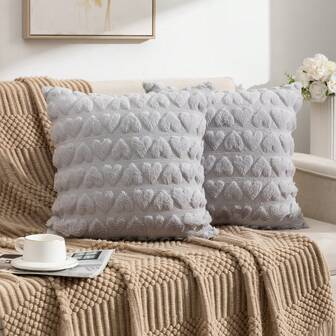 2 fundas de almohada acolchadas con forma de corazón, fundas de almohada cuadradas adecuadas para la decoración del hogar, la sala de estar, el dormitorio, el sofá, en todas las estaciones