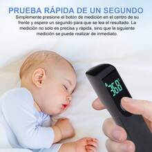 Termómetro Infrarrojo Digital Sin Contacto - Termómetro de Frente Portátil con Pantalla LCD y Luz Backlit, Lectura Instantánea en 1 Segundo, Ideal para Bebés, Adultos, Hogar y Viajes (Negro) - Negro - Ver 2