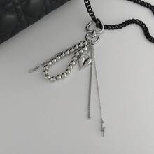 1pc Women's New Ins-Style Faux Pearl & Sequin Heart Pendant Keychain, Fashionable Unique Bag Charm - Multicolor - View 15