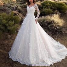 New Women's Fashion Sexy Heavy Lace Wedding Dress With Floral Train And Large Hem Evening Gown - 紅色 - 查看 2