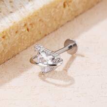 1pc Women's Fashion Heart Shaped Stud Earrings, Suitable For Daily Wear