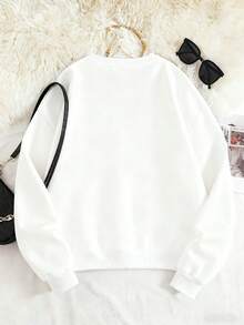 1 Áo nỉ cổ tròn KATSEYE Merch dành cho nữ, áo chui đầu tay dài dáng rộng ấm áp cho mùa thu đông - trắng - Xem 3