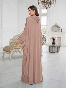 一件针织连帽长袍，宽松舒适，适合女性日常穿着和祈祷，可作头巾（Khimar Hijab），四季皆宜，穆斯林服装，祈祷长袍（Prayer ）。 - 彩色 - 查看 8