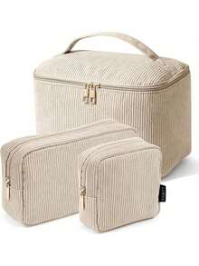 MAGEFY Bolsa de Maquillaje para Monedero Bolsa de Cosméticos Pana Linda Bolsa de Cosméticos para Mujer - marrón claro - Ver 1