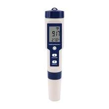 5 in 1 Water Quality Tester Digital Meter Water Quality Analyzer Detector PH/ TDS/ EC/ Temperature/ Salinity Testing IP67 Water Resistance Backlight Display - Azul - Ver 1