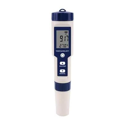 5 in 1 Water Quality Tester Digital Meter Water Quality Analyzer Detector PH/ TDS/ EC/ Temperature/ Salinity Testing IP67 Water Resistance Backlight Display