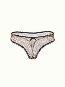 Bonmuse Quần lót lọt khe thoải mái màu trơn cho nữ, họa tiết dâu tây, da báo, có nơ trang trí - Nhiều màu - Xem 10