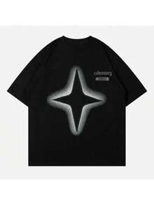 Camiseta Y2K STAR Figures Pure para hombres, simple, de color sólido, suelta, con cuello redondo, camiseta de verano para hombres y mujeres, regalo de festival - Negro - Ver 11